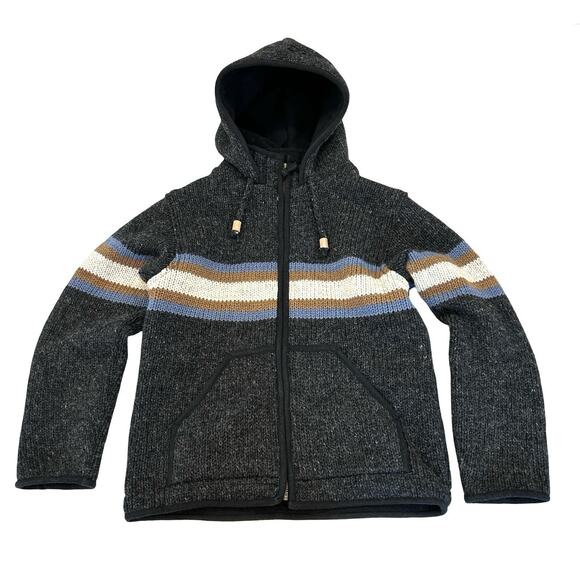 Lost Horizons Wayne Wool Sweater Jacket Mens Size S Gray Full Zip Fleece Lined - Picture 1 of 6